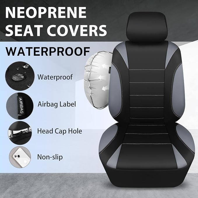 Universal Neoprene Seat Covers — Front Seat — Gray