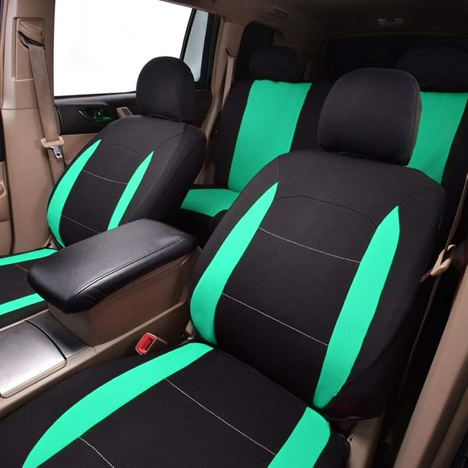Fabric Car Seat Covers — Full Set — Black / Gray / Purple