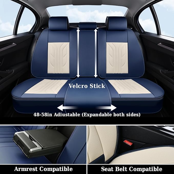 Universal Seat Covers — Full Set — Blue / Beige