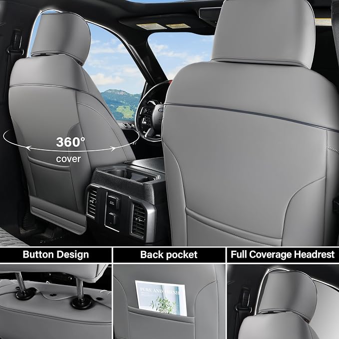Faux Leather Seat Covers for Chevrolet Silverado / GMC Sierra — Front Seat — Gray