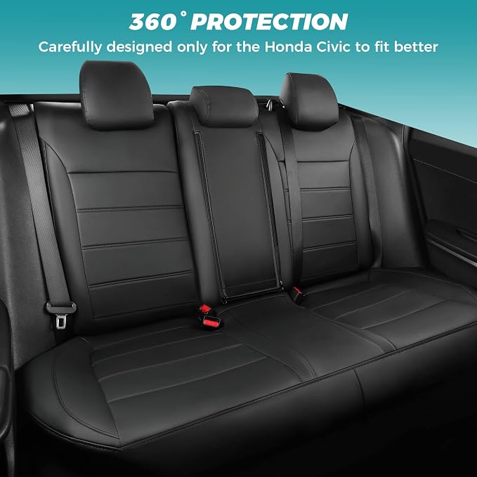 Faux Leather Seat Covers for Honda Civic — Full Set — Black
