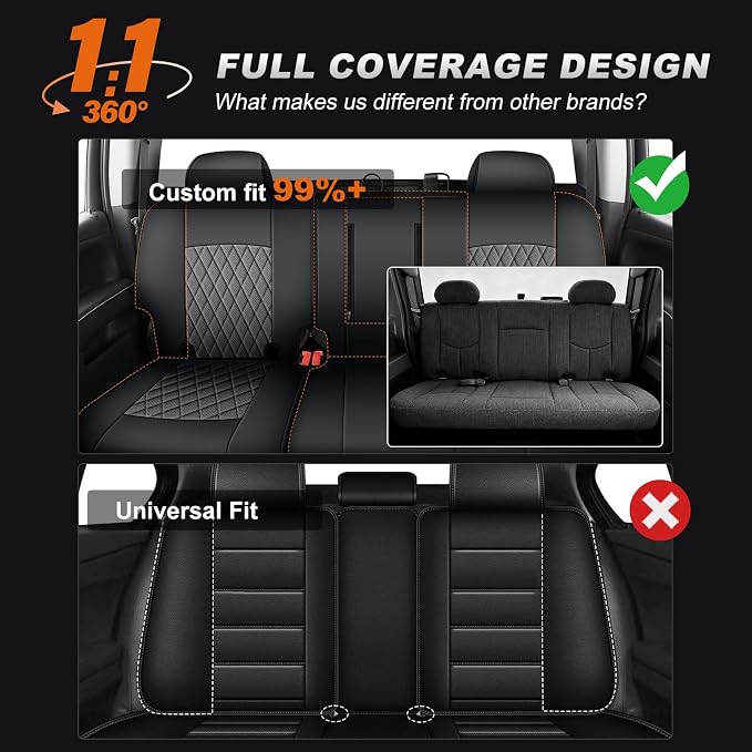 Faux Leather Seat Covers for Chevrolet Silverado / GMC Sierra — Full Set — Black / Gray