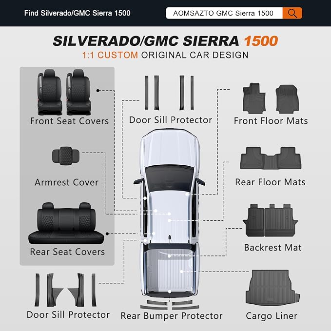 Seat Covers for Chevrolet Silverado / GMC Sierra — Full Set — Black / Red