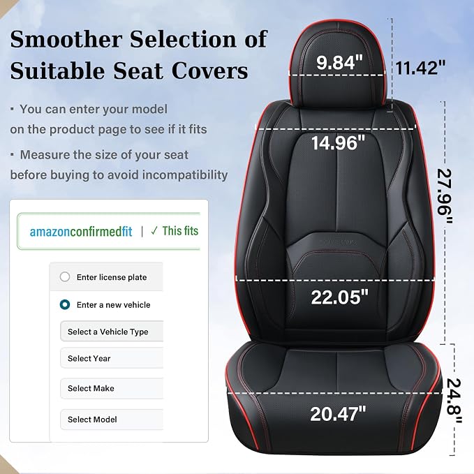 Universal Seat Covers — Full Set — Black / Red