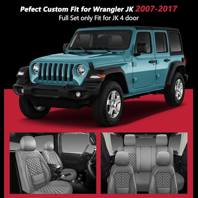 Faux Leather Car Seat Covers — Full Set — Gray