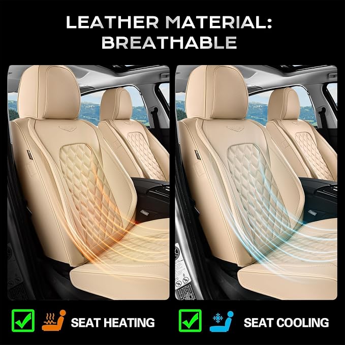 Universal Faux Leather Seat Covers — Front Seat — Beige