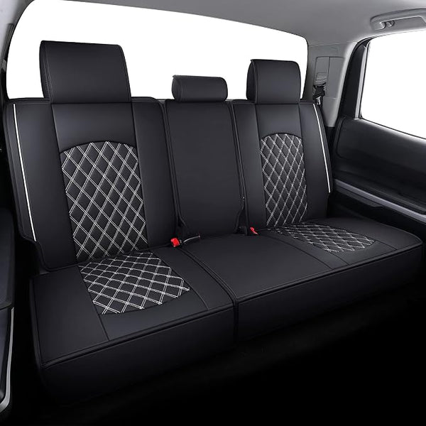 Faux Leather Seat Covers for Toyota Tundra โ Rear Seat โ Black / White