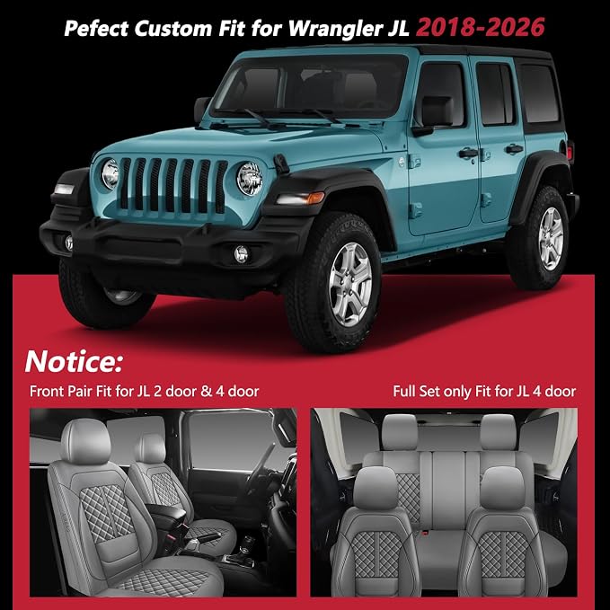 Faux Leather Car Seat Covers — Front Seat — Gray