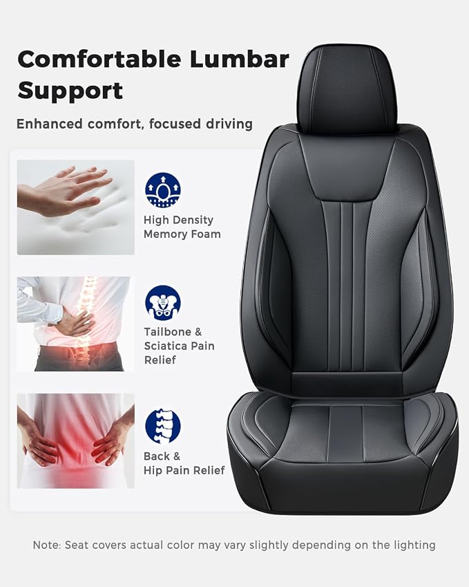 Universal Faux Leather Seat Covers — Black