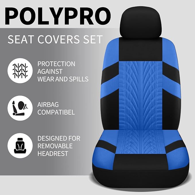 Universal Seat Covers — Front Seat — Black / Blue