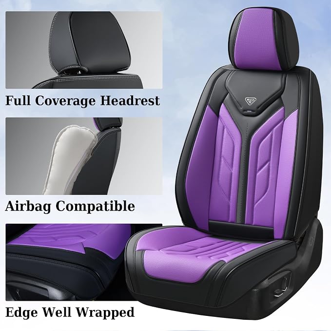 Universal Seat Covers — Full Set — Black / Purple