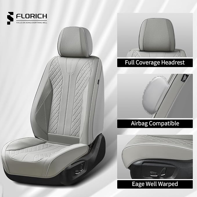 Universal Faux Leather Seat Covers — Front Seat — Gray