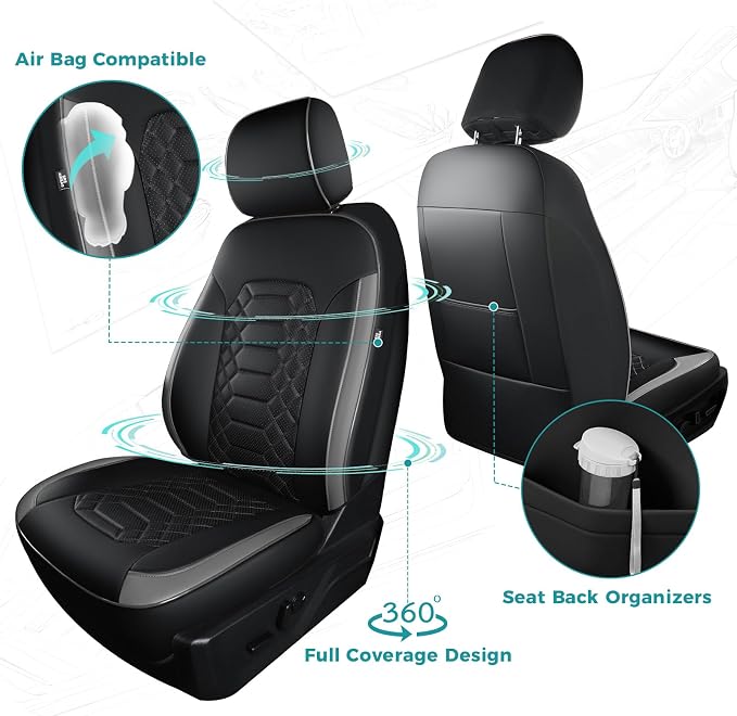 Faux Leather Seat Covers for Multiple Vehicles — Front Seat
