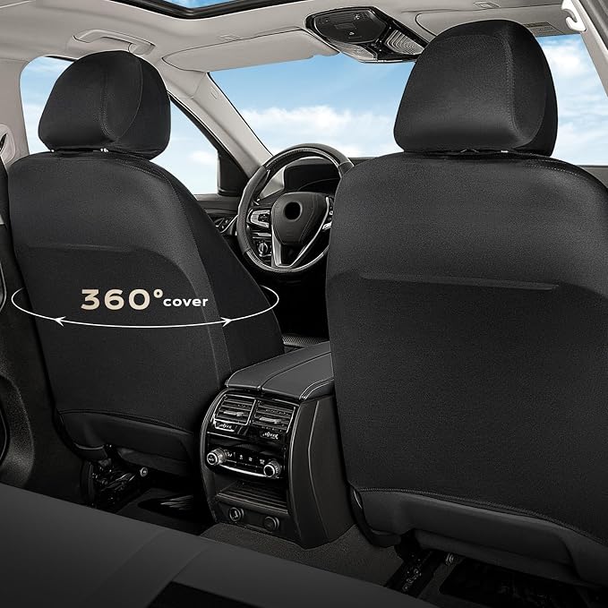 Fabric Car Seat Covers — Front Seat — Black / Gray