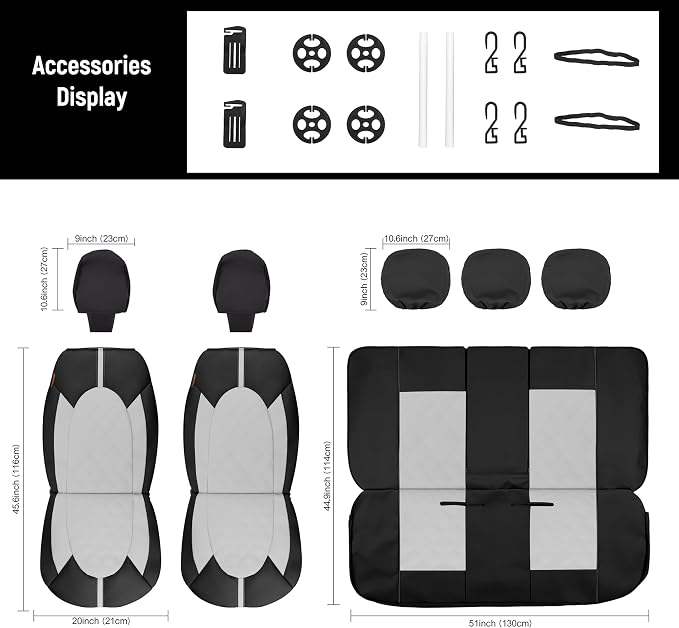 Universal Faux Leather Seat Covers — Front Seat — Gray