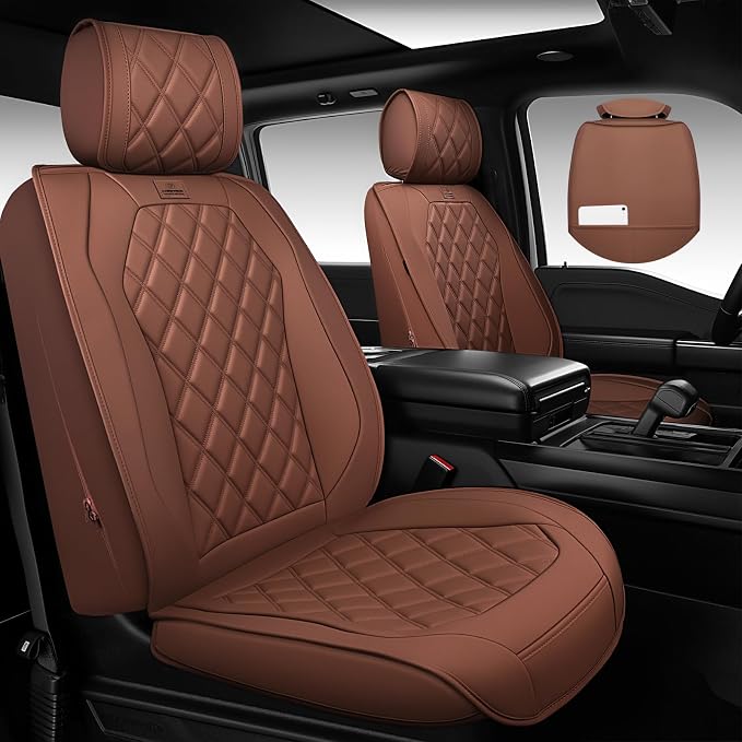 Universal Faux Leather Seat Covers — Full Set — Brown