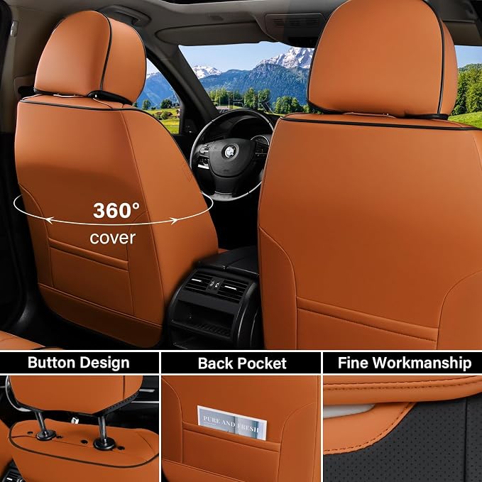 Universal Seat Covers — Full Set — Brown / Black