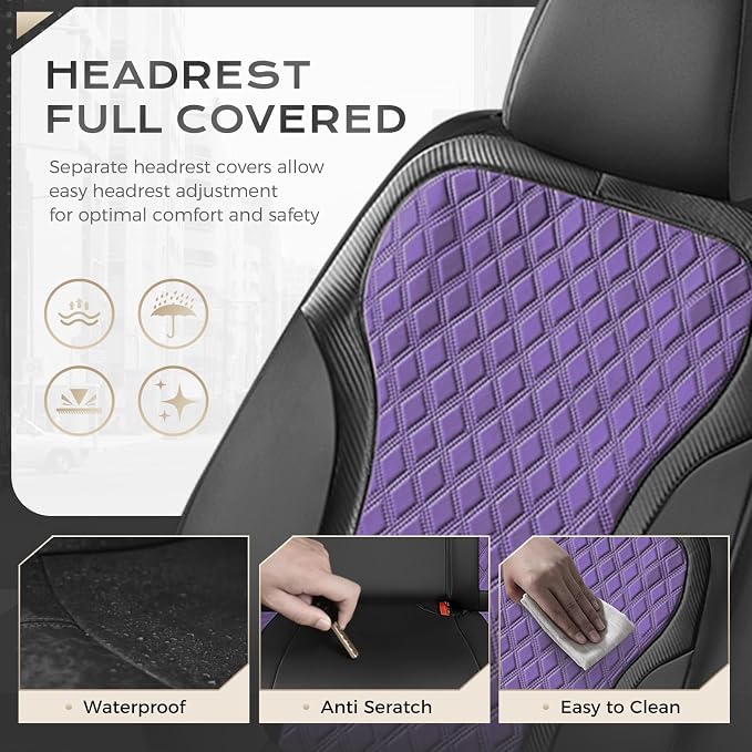 Universal Seat Covers — Full Set — Black / Purple