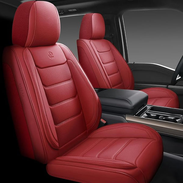 Faux Leather Car Seat Covers โ Full Set โ Red