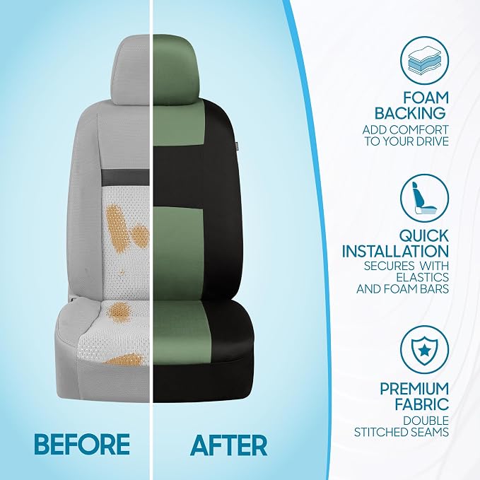 Car Seat Covers — Full Set — Green / Black
