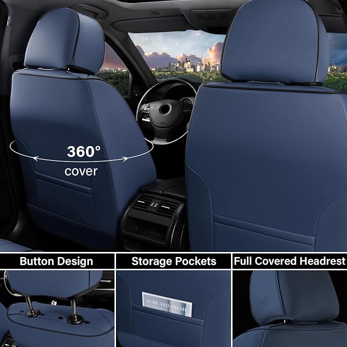 Universal Seat Covers — Full Set — Blue / Beige