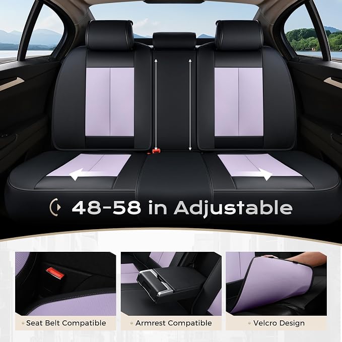 Universal Seat Covers — Full Set — Black / Purple