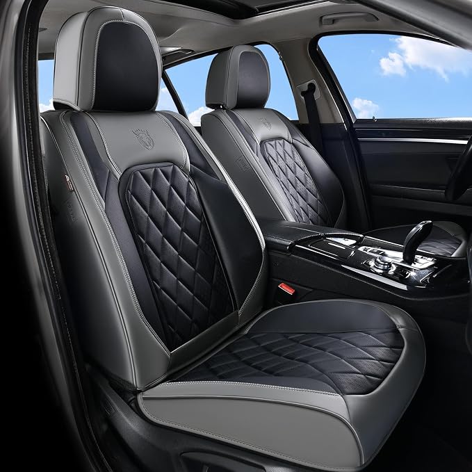 Universal Faux Leather Seat Covers — Full Set — Gray / Black
