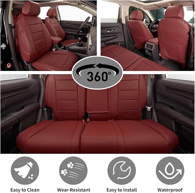 Faux Leather Seat Covers for Honda CR-V — Full Set — Burgundy