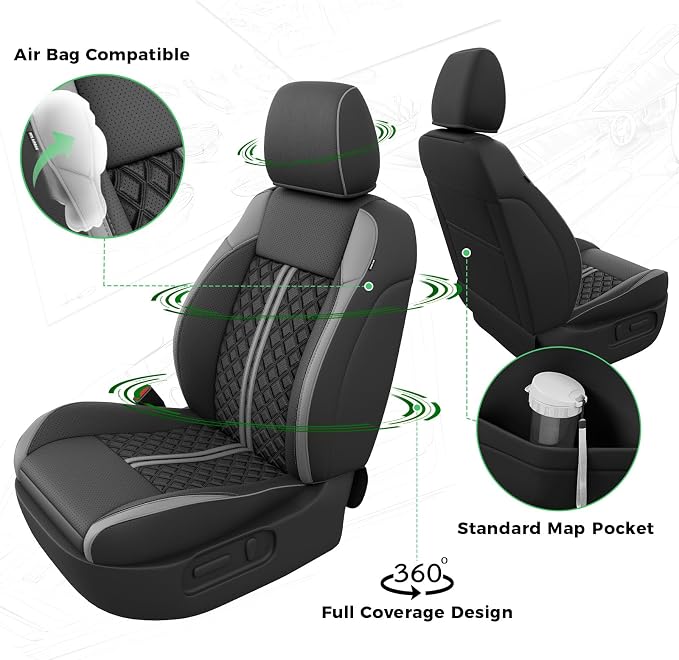 Seat Covers for Toyota Tacoma — Full Set — Black / Gray