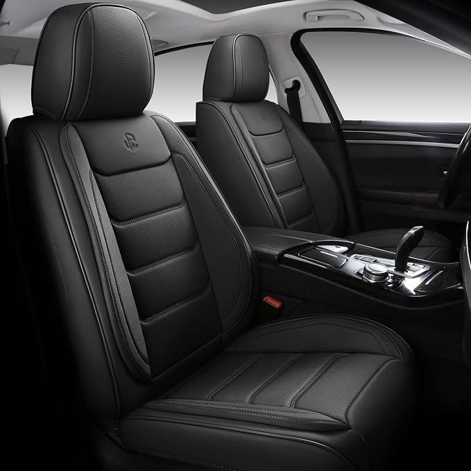 Faux Leather Car Seat Covers — Full Set — Black