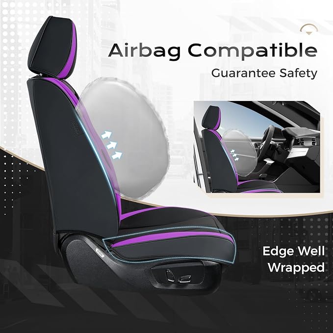 Universal Seat Covers — Full Set — Black / Purple