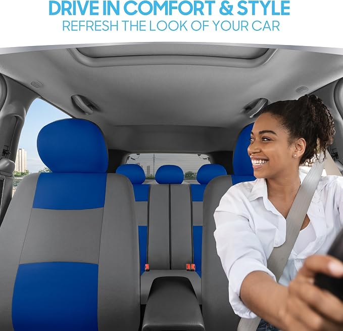 Car Seat Covers — Full Set — Blue / Gray