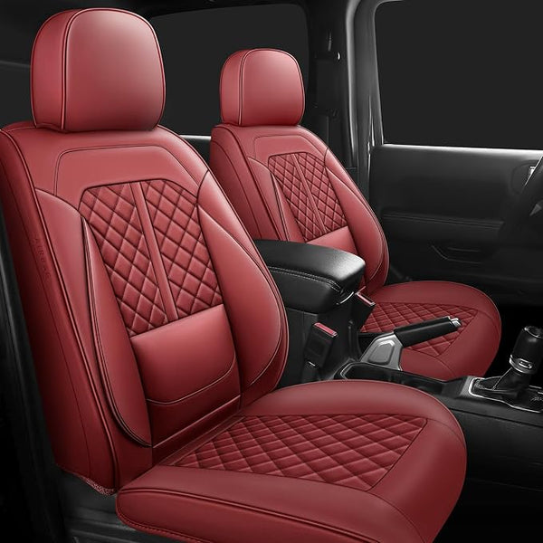 Faux Leather Car Seat Covers โ Full Set โ Red