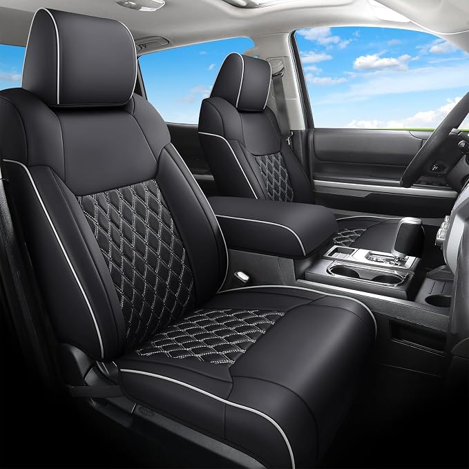 Seat Covers for Toyota Tacoma — Full Set — Black / White