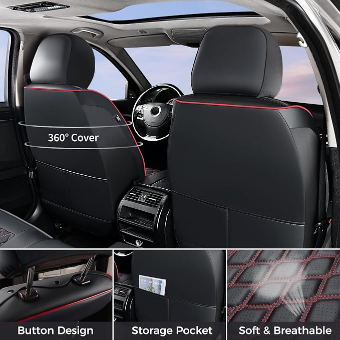 Seat Covers for Jeep Wrangler — Full Set — Black / Red
