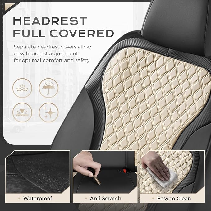 Universal Seat Covers — Front Seat — Black / Beige