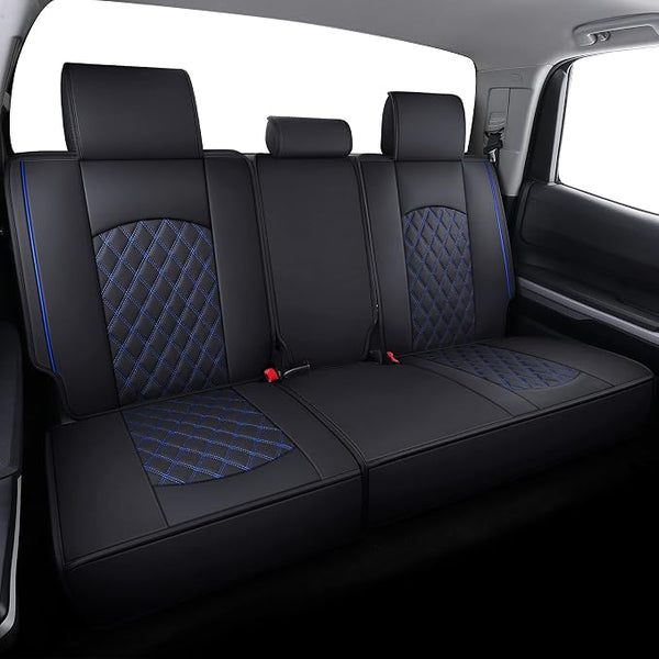 Faux Leather Seat Covers for Toyota Tundra โ Rear Seat โ Black / Blue