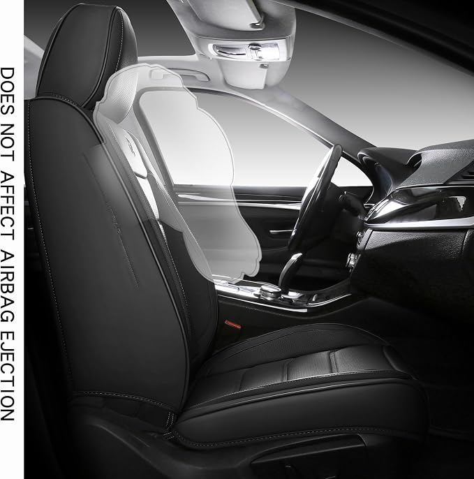 Faux Leather Car Seat Covers — Full Set — Black
