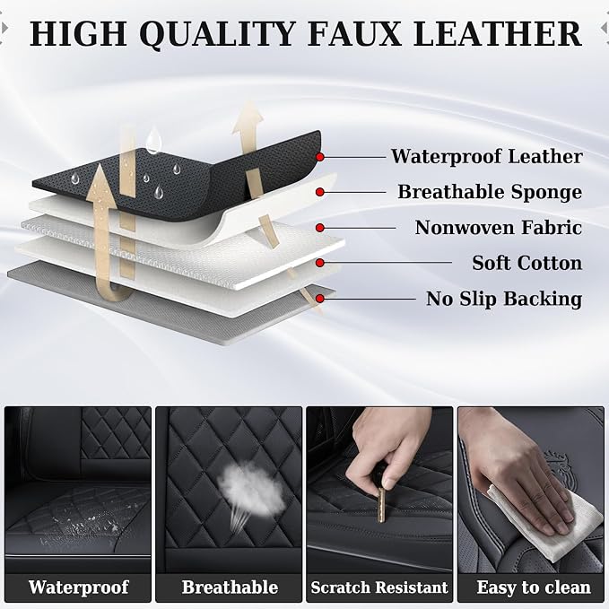 Universal Faux Leather Seat Covers — Full Set — Black