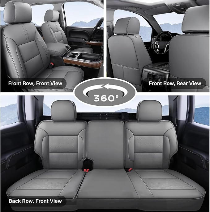 Faux Leather Seat Covers for Chevrolet Silverado / GMC Sierra — Full Set — Gray