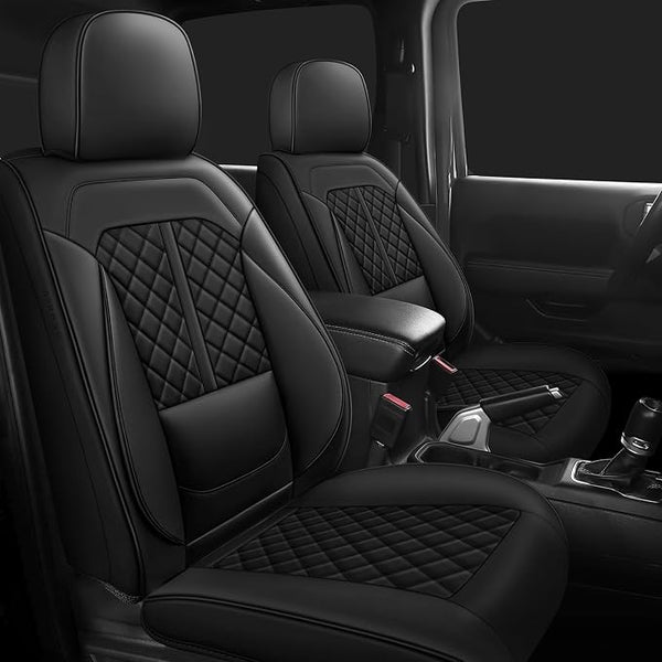 Faux Leather Car Seat Covers โ Full Set โ Black
