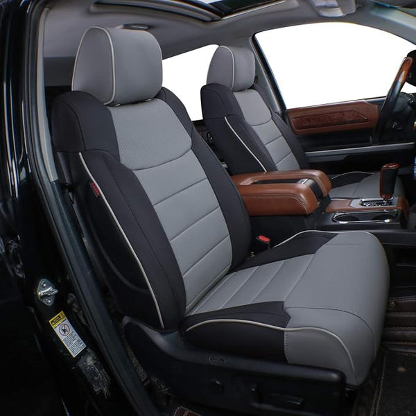 Faux Leather Seat Covers for Toyota Tacoma โ Front Seat โ Black / Gray