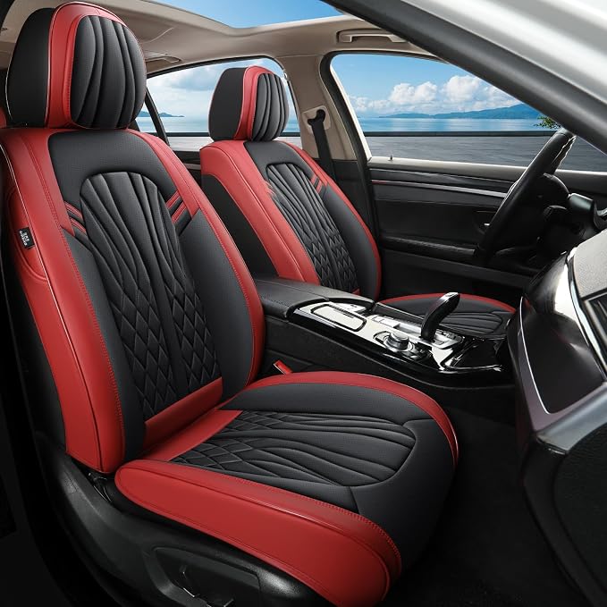 Universal Faux Leather Seat Covers — Red