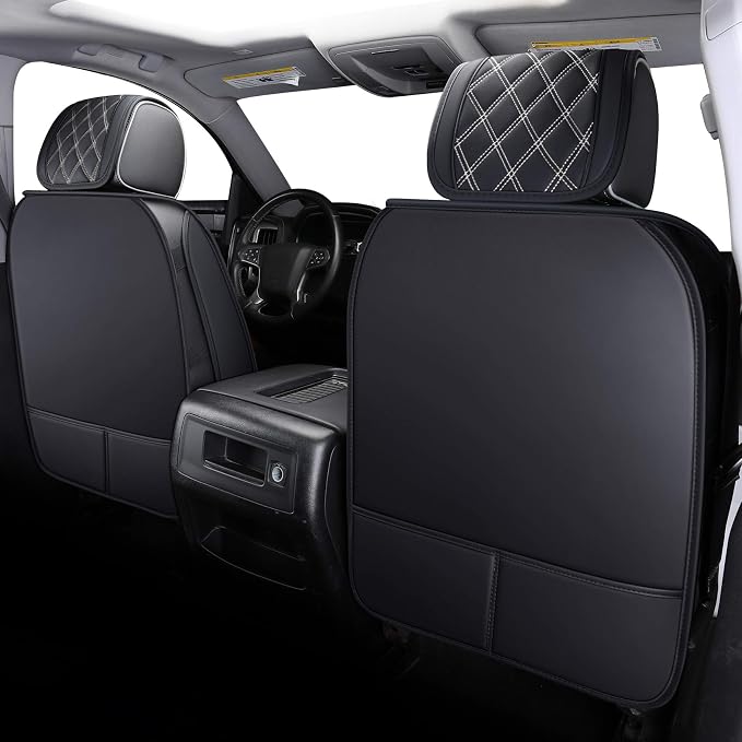 Faux Leather Seat Covers for Chevrolet Silverado / GMC Sierra — Front Seat — Black / White