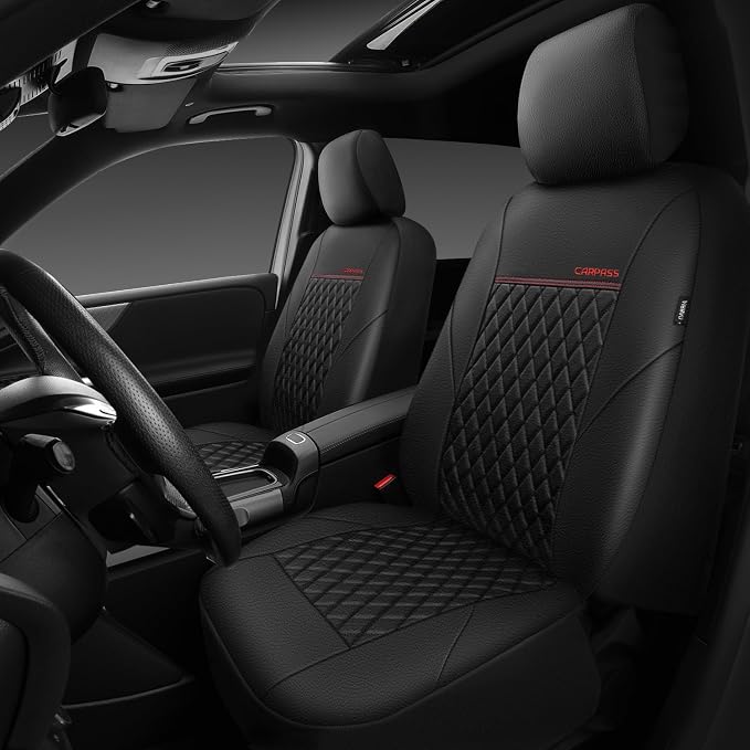 Universal Faux Leather Seat Covers — Front Seat — Black