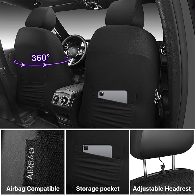 Universal Fabric Seat Covers — Front Seat — Black / Purple