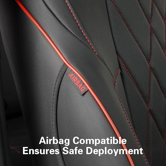 Faux Leather Seat Covers for Toyota Tacoma — Full Set — Black / Red