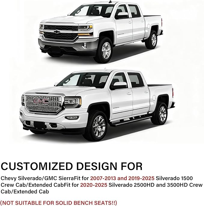 Faux Leather Seat Covers for Chevrolet Silverado / GMC Sierra — Full Set — Black