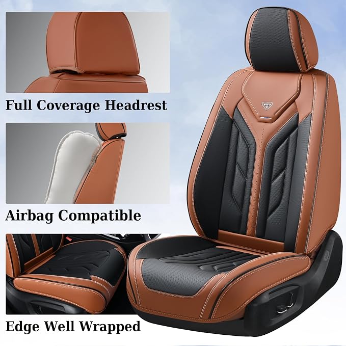Universal Seat Covers — Full Set — Black / Brown