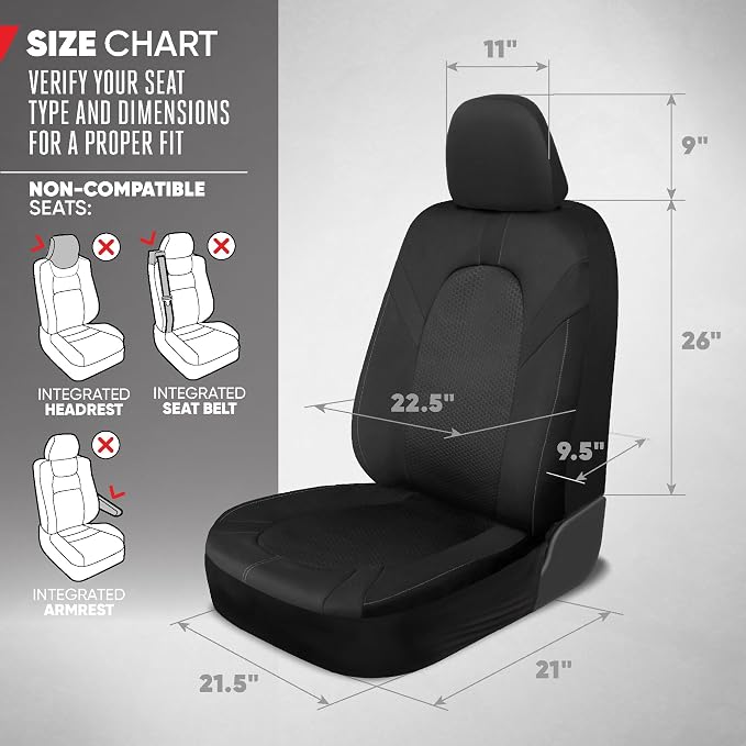 Universal Fabric Seat Covers — Front Seat — Black / Gray